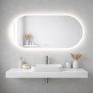 1500x750mm Backlit Led Mirror Oblong Racetrack Motion Sensor Demister Touch Sensor Switch - NZHomeware