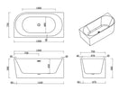1500x750x580mm Corner Bathtub Left Corner Back to Wall Acrylic White Bathtub - NZHomeware