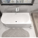 1500x750x580mm Corner Bathtub Right Corner Back to Wall Acrylic White Bathtub - NZHomeware
