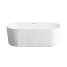 1500x750x580mm Flutted V - Groove Bathtub Freestanding Acrylic Apron Gloss White Bath Tub - NZHomeware