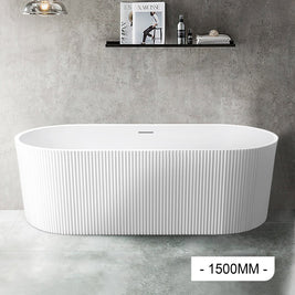 fluted freestanding bathtub white acrylic - 1500x750x580 V-Groove Acrylic Bath Tub NZHomeware