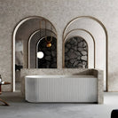 1500x750x580mm Flutted V - Groove Right Corner Bathtub Acrylic Gloss White - NZHomeware