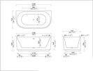1500x750x590mm Fluted Back - To - Wall Bathtub | Gloss White Acrylic Bath NZ - NZHomeware