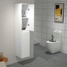 1600mm Height Plywood Fluted Tall Cabinet Matt White - NZHomeware