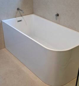 1700x750x610mm Corner Bathtub Left Corner Back to Wall Acrylic White Bath Tub - NZHomeware