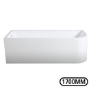 1700x750x610mm Corner Bathtub Left Corner Back to Wall Acrylic White Bath Tub - NZHomeware