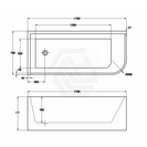 1700x750x610mm Corner Bathtub Left Corner Back to Wall Acrylic White Bath Tub - NZHomeware