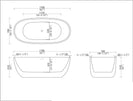 1700x780x610mm Oval Bathtub Freestanding Acrylic Apron White Bath Tub - NZHomeware
