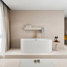 1700x800x580mm Back To Wall Freestanding Acrylic White Bath Tub - NZHomeware