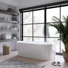 1700x800x580mm Back To Wall Freestanding Acrylic White Bath Tub - NZHomeware