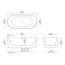 1700x800x580mm Back To Wall Freestanding Acrylic White Bath Tub - NZHomeware