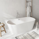 1700x800x580mm Back To Wall Freestanding Acrylic White Bath Tub - NZHomeware
