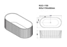 1700x800x580mm Flutted V - Groove Bathtub Freestanding Acrylic Apron Gloss White Bath Tub - NZHomeware