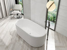 1700x800x580mm Flutted V - Groove Bathtub Freestanding Acrylic Apron Gloss White Bath Tub - NZHomeware