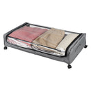 2 PCS Under Bed Storage Containers with Wheels with Clear Lids Rolling Trolley Box Organizer for Shoes Clothes Blankets Grey - NZHomeware