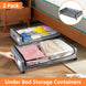 2 PCS Under Bed Storage Containers with Wheels with Clear Lids Rolling Trolley Box Organizer for Shoes Clothes Blankets Grey - NZHomeware
