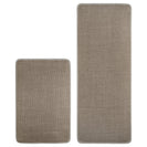 2 Pieces Kitchen Runner Carpet Set Non Slip Floor Mat Machine Washable Khaki Fiber Fabric Door Rug Laundry Room Hallway Bathroom Bedroom Entryway 70/120*45*0.7cm - NZHomeware