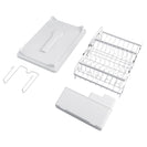 2 Tier Foldable Dish Drying Rack Kitchen Plate Bowl Cup Organizer Cutlery Storage White - NZHomeware