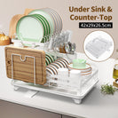 2 Tier Foldable Dish Drying Rack Kitchen Plate Bowl Cup Organizer Cutlery Storage White - NZHomeware