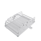 2 Tier Foldable Dish Drying Rack Kitchen Plate Bowl Cup Organizer Cutlery Storage White - NZHomeware
