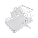 2 Tier Foldable Dish Drying Rack Kitchen Plate Bowl Cup Organizer Cutlery Storage White - NZHomeware