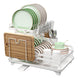 2 Tier Foldable Dish Drying Rack Kitchen Plate Bowl Cup Organizer Cutlery Storage White - NZHomeware