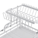 2 Tier Foldable Dish Drying Rack Kitchen Plate Bowl Cup Organizer Cutlery Storage White - NZHomeware