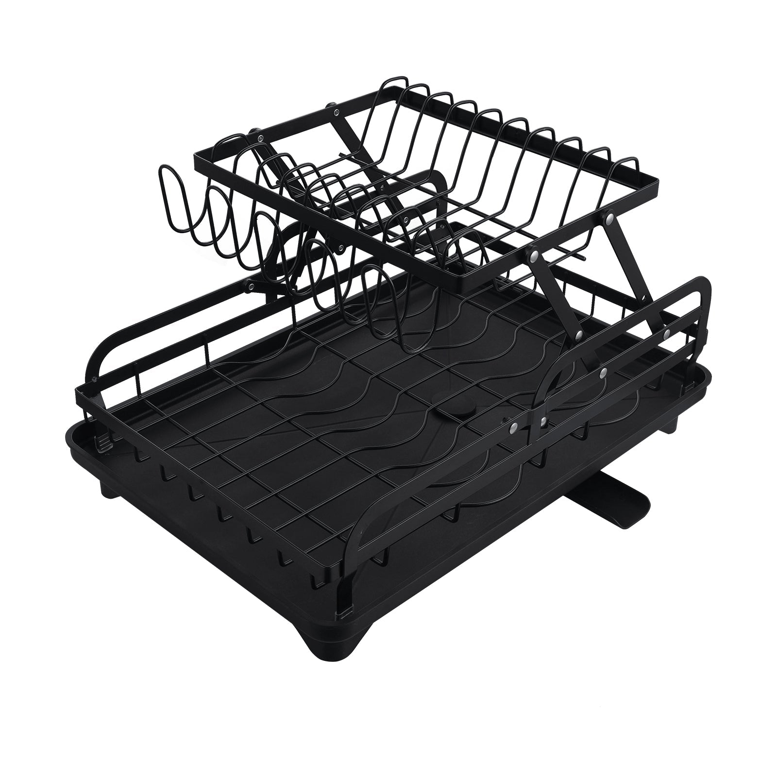 2-Tier Foldable Kitchen Organiser Dish & Bowl Drying Rack – NZHomeware