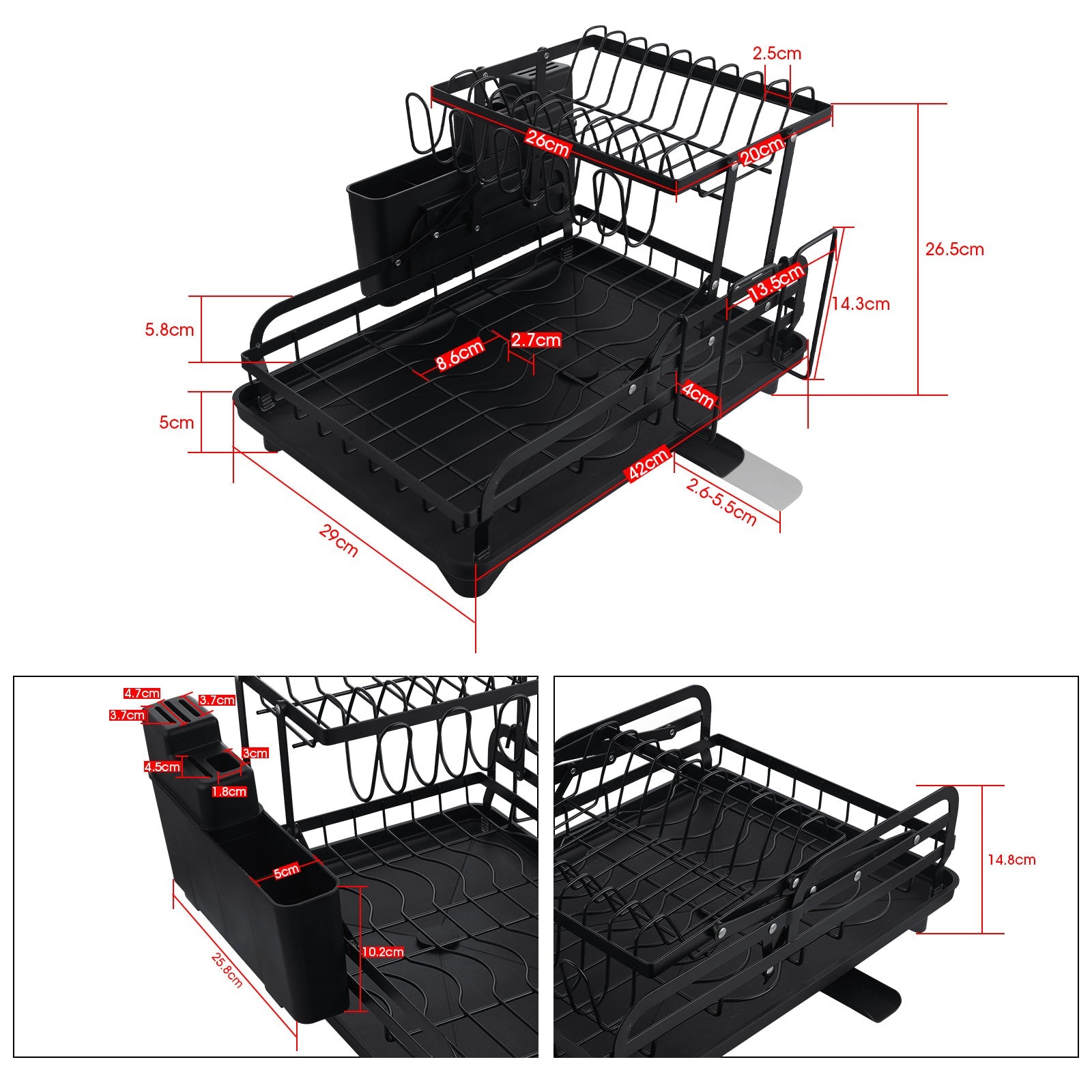 2-Tier Foldable Kitchen Organiser Dish & Bowl Drying Rack – NZHomeware