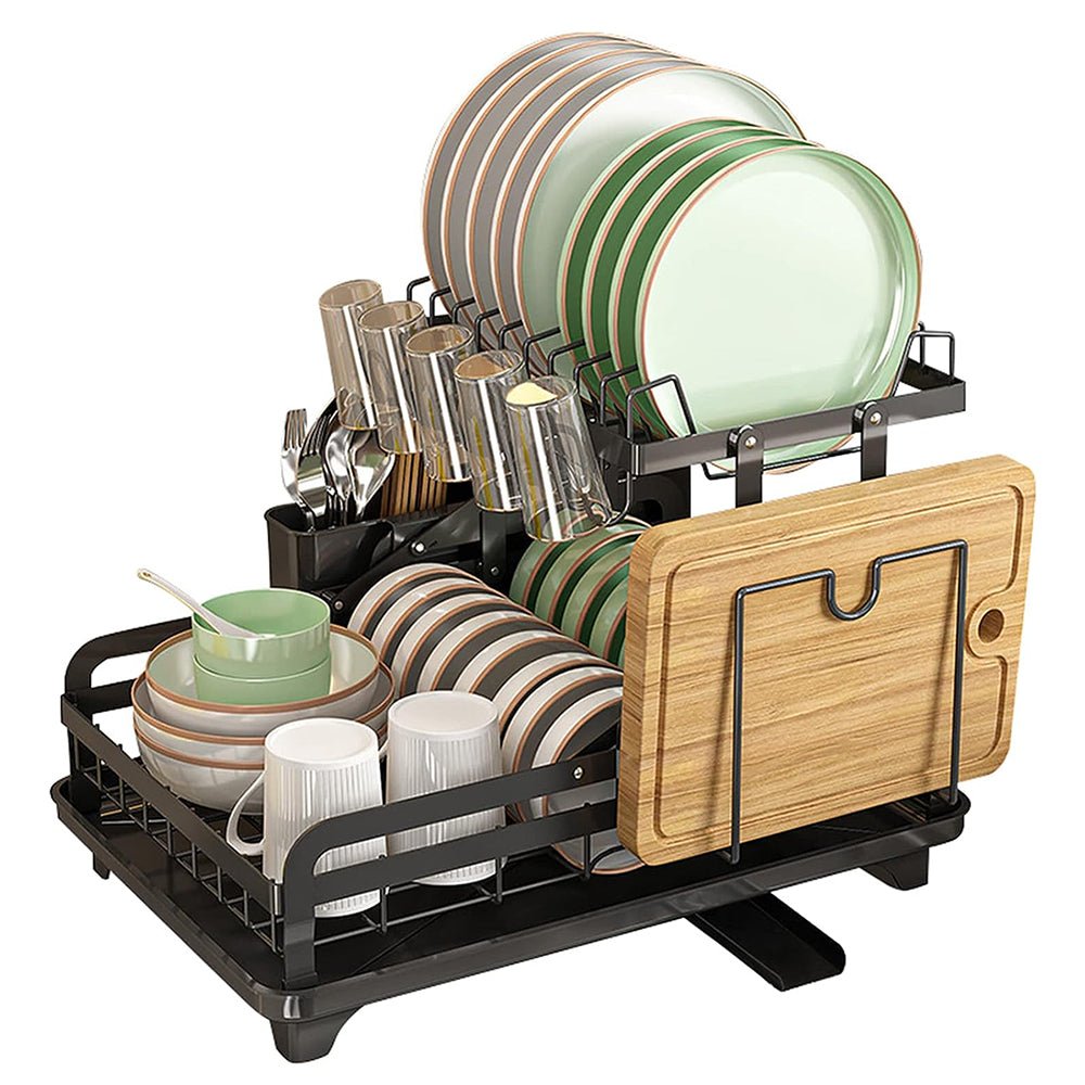 2-Tier Foldable Kitchen Organiser Dish & Bowl Drying Rack – NZHomeware
