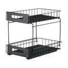 2 - Tier Under - Sink Pull - Out Organizer | No - Drill Sliding Storage Basket Black NZ - NZHomeware