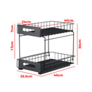 2 - Tier Under - Sink Pull - Out Organizer | No - Drill Sliding Storage Basket Black NZ - NZHomeware