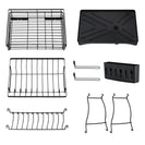 2 Tiers Black Expandable Dish Drying Rack Kitchen Sink Counter Organizer Bowl Cup Plate Cutlery Storage - NZHomeware
