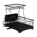 2 Tiers Black Expandable Dish Drying Rack Kitchen Sink Counter Organizer Bowl Cup Plate Cutlery Storage - NZHomeware