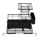 2 Tiers Black Expandable Dish Drying Rack Kitchen Sink Counter Organizer Bowl Cup Plate Cutlery Storage - NZHomeware