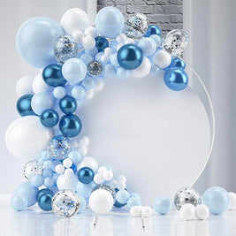 200CM White Round Balloon Backdrop Party Arch Stand Metal Circle Heavy Duty Wedding Arch Frame for Ceremony Birthday Party Anniversary Bridal Graduation Decoration - NZHomeware