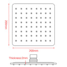 200mm 8 inch Stainless steel Super - slim Square Chrome Rainfall Shower Head - NZHomeware
