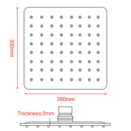200mm 8 inch Stainless steel Super - slim Square Nero Black Rainfall Shower Head - NZHomeware