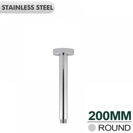 200mm Round Chrome Ceiling Shower Arm - NZHomeware