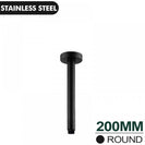 200mm Round Nero Black Ceiling Shower Arm - NZHomeware
