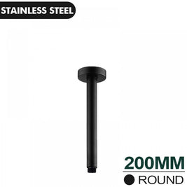 200mm Round Nero Black Ceiling Shower Arm - NZHomeware