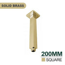 200mm Square Brushed Yellow Gold Ceiling Mounted Shower Arm - NZHomeware