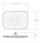 280x200mm ABS Rectangle Black Rainfall Shower Head - NZHomeware