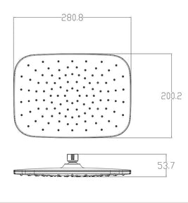 280x200mm ABS Rectangle Black Rainfall Shower Head - NZHomeware