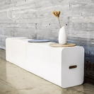 3 Seats Kraft Paper Bench Portable Folding Sofa Foot Stool Shoe Bench White - NZHomeware