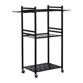 3 Tier Heavy Duty Garden Tool Organizer Rack with Wheels | Metal Rolling Storage Cart for Garage, Yard, Patio, Shed & Indoor/Outdoor Use - NZHomeware