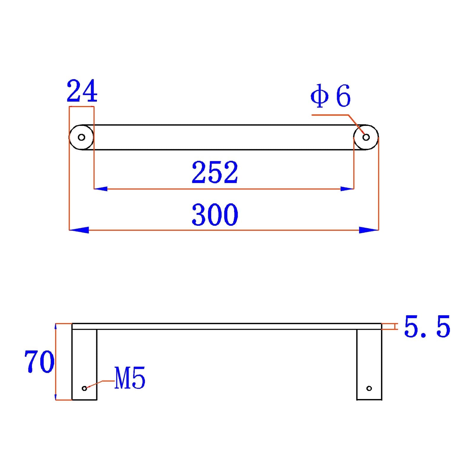 300mm Rumia Chrome Single Towel Holder Stainless Steel 304 size guide 1