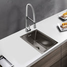 300x450x205mm Dark Grey Stainless Steel Handmade Single Bowl Top/Flush/Undermount Kitchen/Laundry Sink With Overflow - NZHomeware