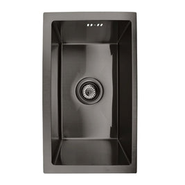 300x450x205mm Dark Grey Stainless Steel Handmade Single Bowl Top/Flush/Undermount Kitchen/Laundry Sink With Overflow - NZHomeware