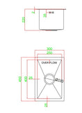 300x450x205mm Dark Grey Stainless Steel Handmade Single Bowl Top/Flush/Undermount Kitchen/Laundry Sink With Overflow - NZHomeware